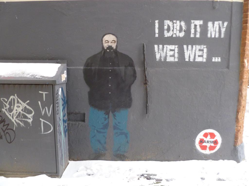 Ai Weiwei, muurschildering in de Waalsteeg, Amsterdam
